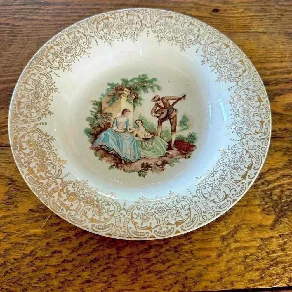 Vintage LIMOGE China Salad Bowl - 22k Gold‎ Design